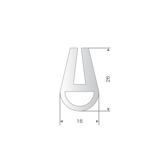 Siliconen U-profiel transparant 4,5mm / BxH=16x26mm (L=30m)