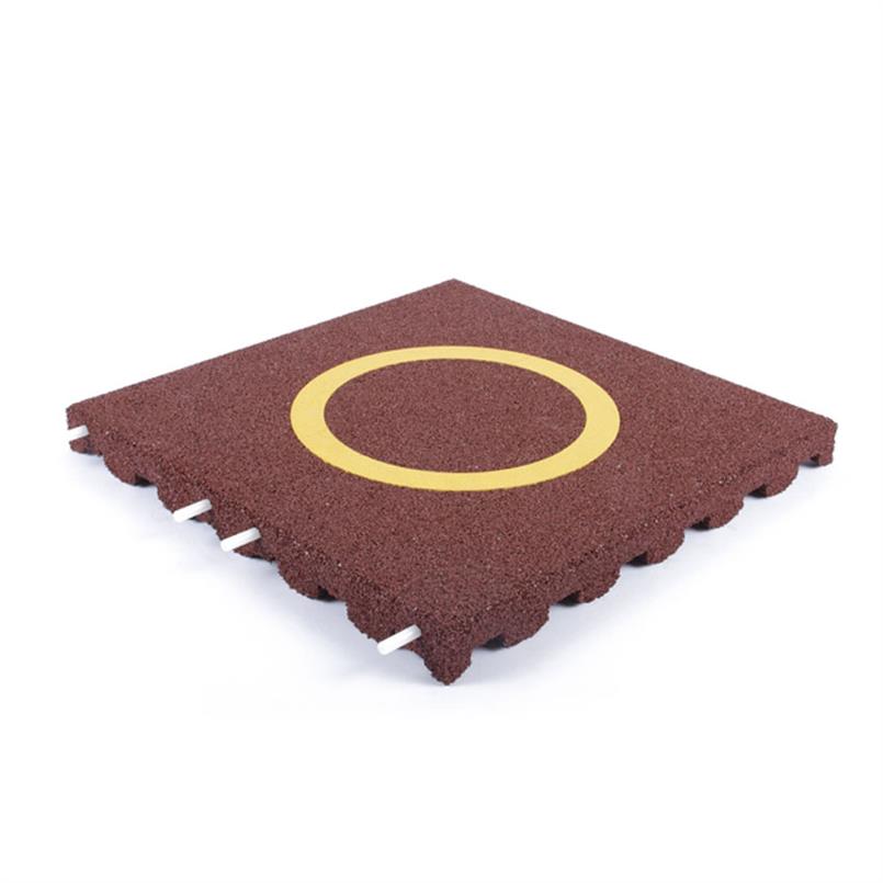 Speelplaatstegel rood met gele cirkel
