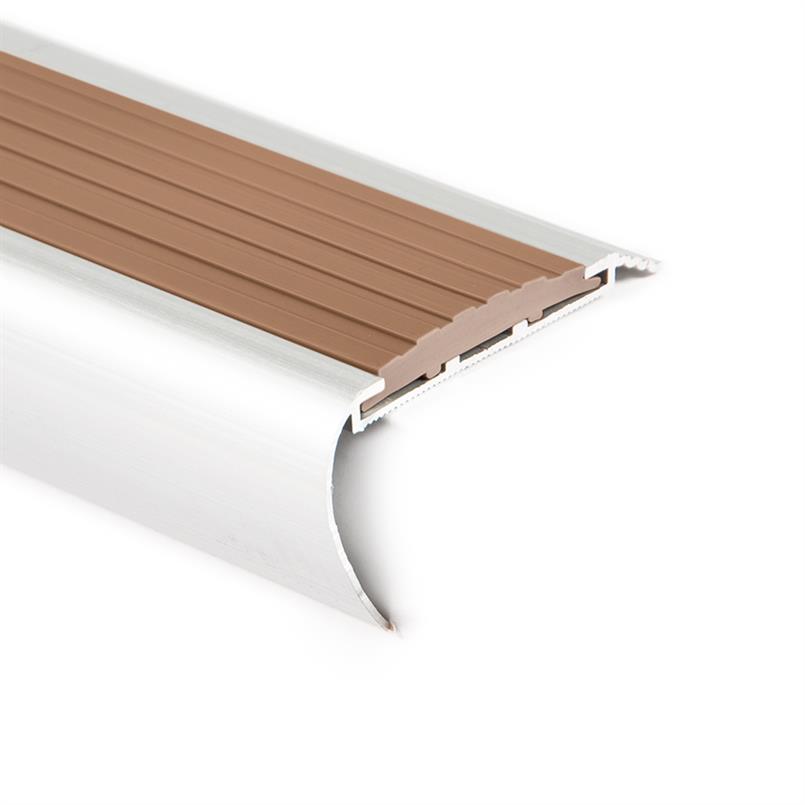 Trapneusprofiel aluminium rond bruin LxBxH=1500x65x35mm (5 s