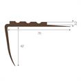 Trapneusprofiel pvc bruin LxBxH=1500x70x42mm dikte 4mm