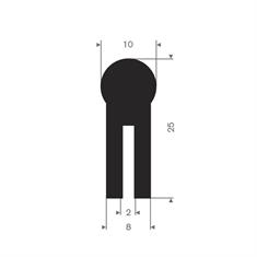 Viton U-profiel 2mm / BxH= 8x25mm (L=10m)