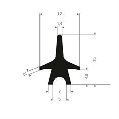 Volrubber carrosserieprofiel BxH=12x15mm (L=100m)