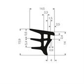 Volrubber carrosserieprofiel BxH=14,5x15,9mm (L=100m)