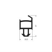 Volrubber carrosserieprofiel BxH=28,5x47mm (L=25m)