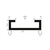 Volrubber carrosserieprofiel BxH=33,5x10,5mm (L=50m)