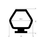 Volrubber carrosserieprofiel BxH=34x35mm (L=25m)