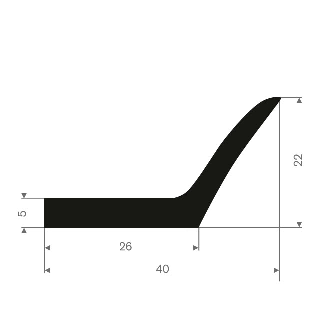 Volrubber carrosserieprofiel BxH=40x22mm (L=50m)