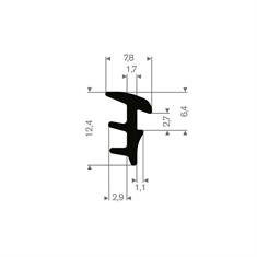 Volrubber carrosserieprofiel BxH=7,8x12,4mm (L=200m)