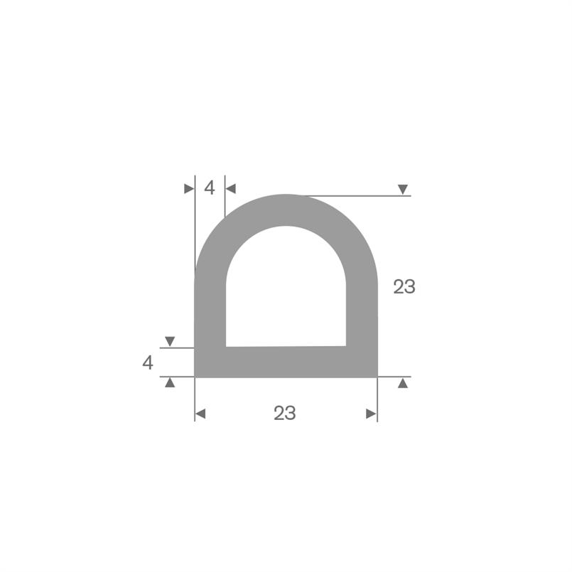 Volrubber D-profiel grijs BxH=23x23mm (L=25m)