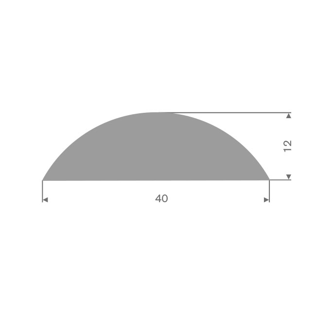 Volrubber dorpel grijs BxH=40x12mm (L=40m)