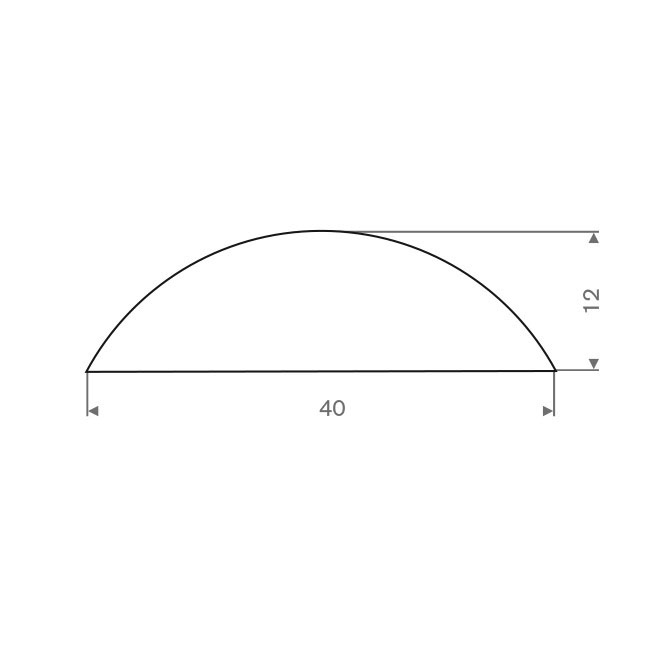 Volrubber dorpel wit BxH=40x12mm (L=40m)