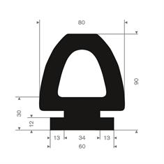 Volrubber fenderblok LxBxH=400x80x82mm