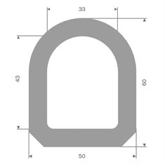 Volrubber fenderprofiel grijs BxH= 60x50mm (L=10m)