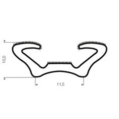 Volrubber gevlokt raamloopprofiel BxH=11,5x10,5mm (L=30m)