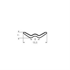 Volrubber gevlokt raamloopprofiel BxH=15,5x7mm (L=30m)