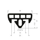 Volrubber glaswagenprofiel BxH=38x21mm (L=25m)