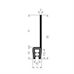 Volrubber klemprofiel 4,2mm / BxH=11x30mm (L=50m)