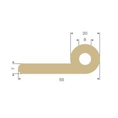 Volrubber kraalprofiel beige BxH= 55x20mm (L=4m)