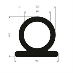 Volrubber kraalprofiel BxH=26x24,5mm (L=25m)