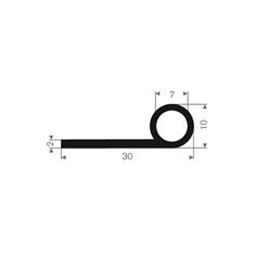 Volrubber kraalprofiel BxH= 30x10mm (L=50m)