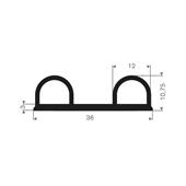 Volrubber kraalprofiel BxH=36x12mm (L=50m)