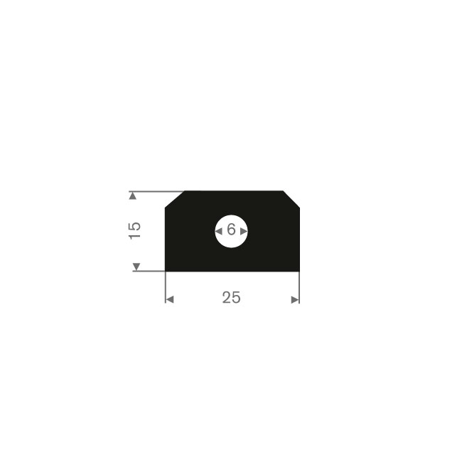 Volrubber luikenpakking BxH=25x15mm (L=40m)