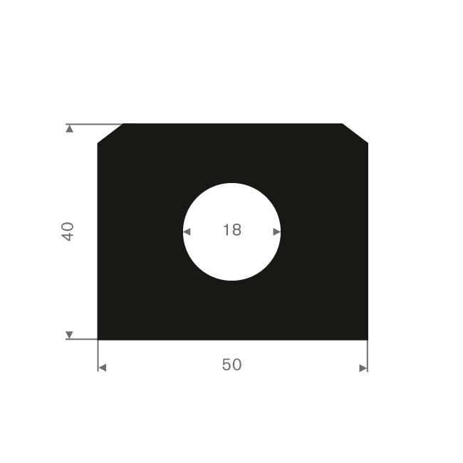 Volrubber luikenpakking BxH=50x40mm (L=10m)