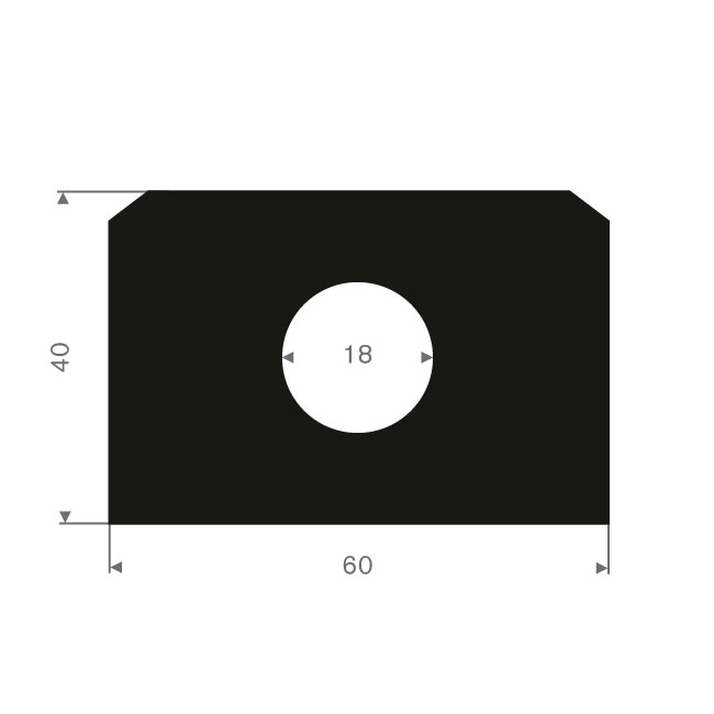 Volrubber luikenpakking BxH=60x40mm (L=10m)