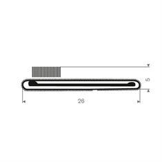 Volrubber met metaal raamprofiel BxH=26x5mm (L=30m)