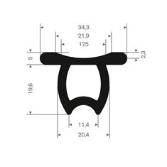 Volrubber omega T-profiel EPDM 34,3x19,6mm (L=50m)