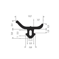 Volrubber profiel BxH=10,7x7mm (L=100m)