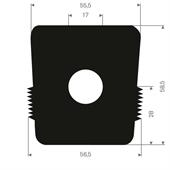 Volrubber steenklemprofiel BxH=58x56mm (L=12m)