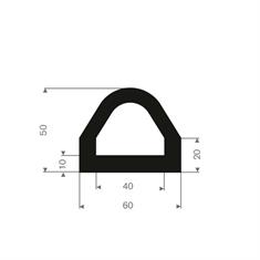 Volrubber stootprofiel 60x50mm (L=5m)