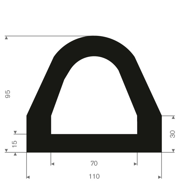 Volrubber stootprofiel BxH=110x95mm (L=5m)