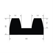 Volrubber stootprofiel BxH= 40x20mm (L=25m)