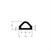 Volrubber stootprofiel BxH= 40x25mm (L=5m)