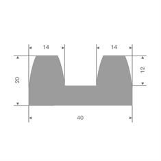 Volrubber stootprofiel grijs BxH= 40x20mm (L=25m)