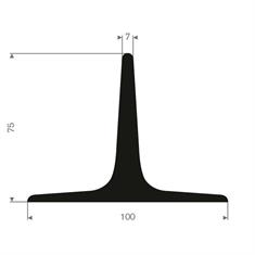 Volrubber T-profiel BxH=100x75mm (L=5m)