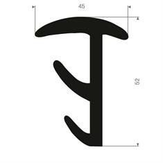 Volrubber T-profiel BxH=45x52mm (L=25m)