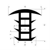 Volrubber T-profiel BxH=48x45mm (L=25m)