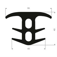 Volrubber T-profiel BxH= 55x40mm (L=15m)