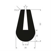 Volrubber U-profiel 10mm / BxH= 30x50mm (L=20m)