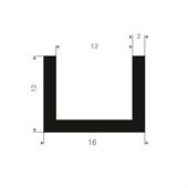 Volrubber U-profiel 12mm / BxH=16x12mm (L=50m)