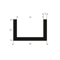 Volrubber U-profiel 15mm / BxH= 19x12mm (L=50m)