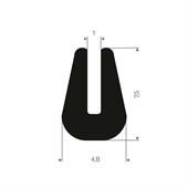 Volrubber U-profiel 1mm / BxH=4,8x7,5mm (L=200m)