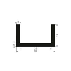 Volrubber U-profiel 25mm / BxH=31x18mm (L=25m)