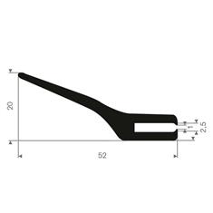 Volrubber U-profiel 3mm / BxH= 52x20mm (L=50m)