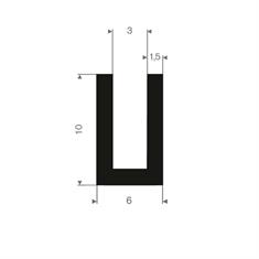 Volrubber U-profiel 3mm / BxH=6x10mm (L=100m)