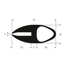 Volrubber U-profiel 4mm / BxH= 18x45mm (L=25m)