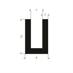 Volrubber U-profiel 4mm / BxH=8x12mm (L=50m)